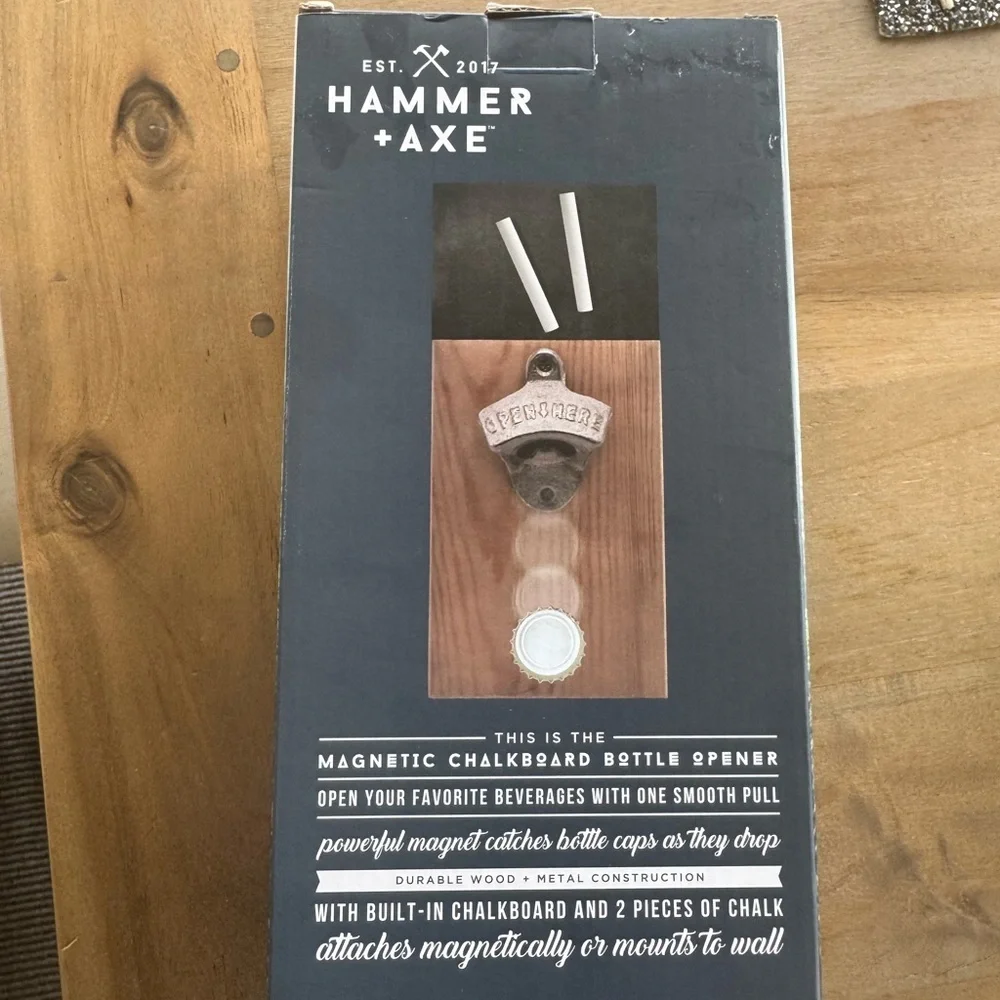 Hammer Plus Axe Magnetic Chalkboard Bottle Opener